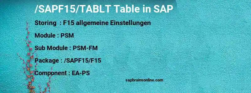 SAP /SAPF15/TABLT table