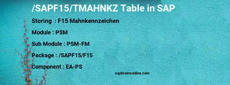 SAP /SAPF15/TMAHNKZ table