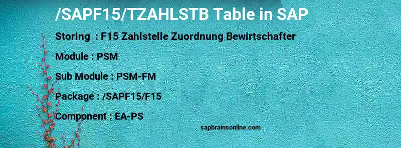 SAP /SAPF15/TZAHLSTB table