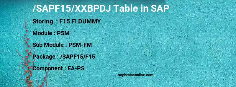 SAP /SAPF15/XXBPDJ table