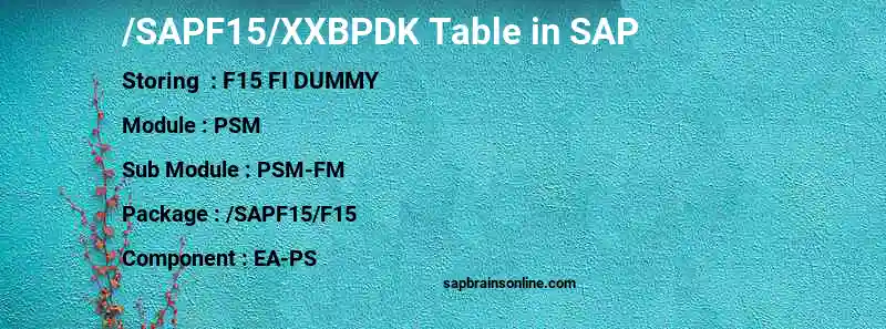 SAP /SAPF15/XXBPDK table