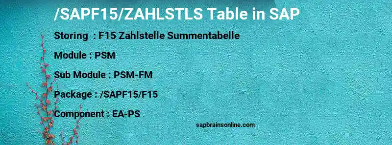 SAP /SAPF15/ZAHLSTLS table