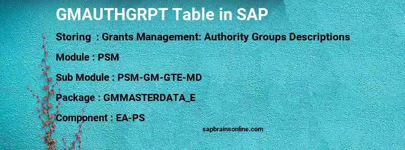 SAP GMAUTHGRPT table