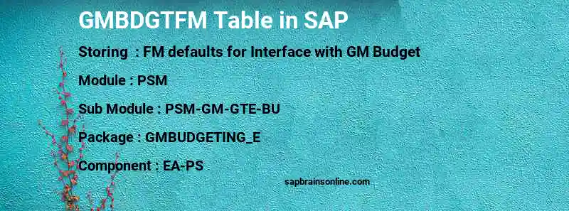 SAP GMBDGTFM table