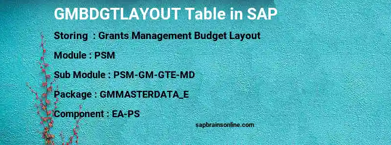 SAP GMBDGTLAYOUT table
