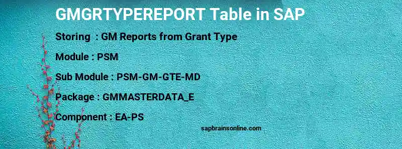 SAP GMGRTYPEREPORT table