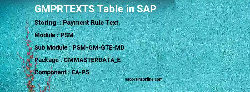 SAP GMPRTEXTS table