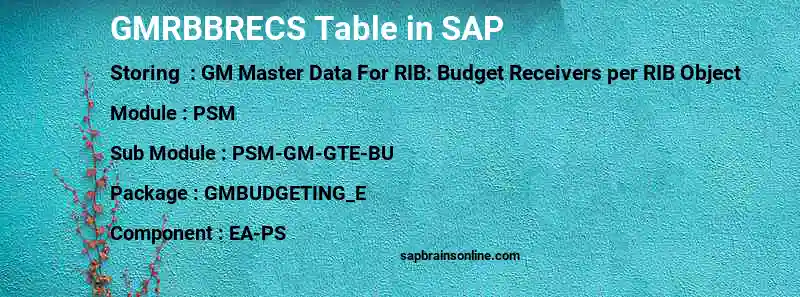 SAP GMRBBRECS table