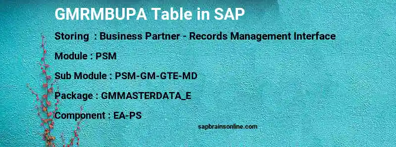 SAP GMRMBUPA table