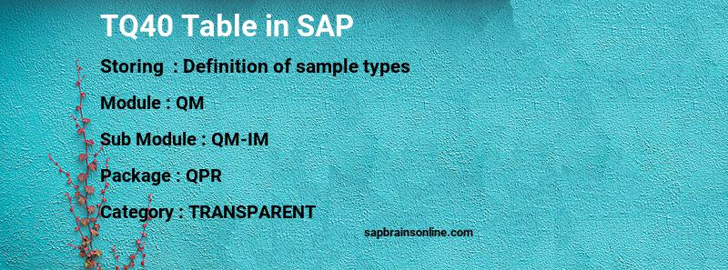 SAP TQ40 table