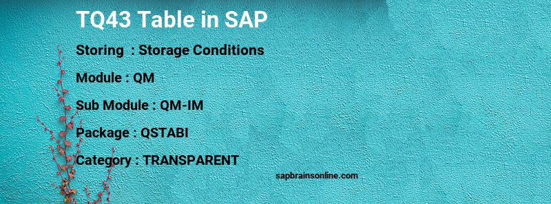 SAP TQ43 table