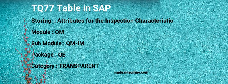 SAP TQ77 table