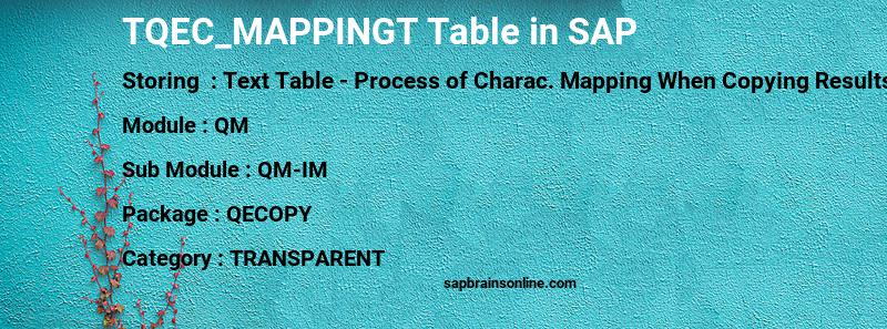 SAP TQEC_MAPPINGT table