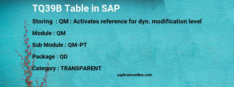 SAP TQ39B table