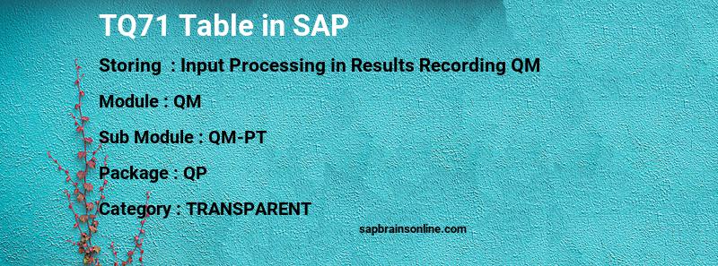 SAP TQ71 table
