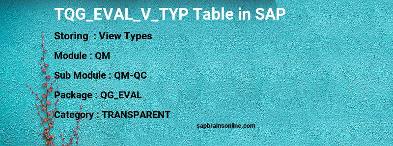 SAP TQG_EVAL_V_TYP table