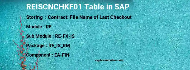 SAP REISCNCHKF01 table
