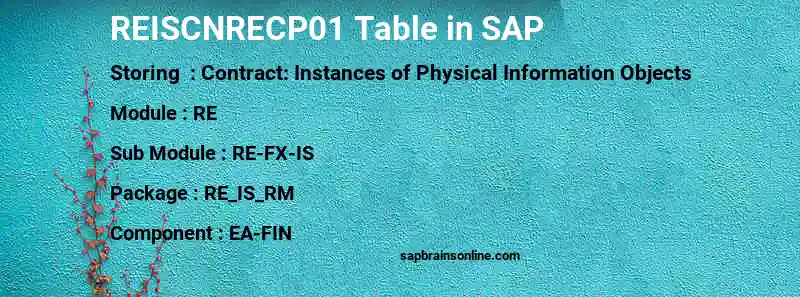 SAP REISCNRECP01 table