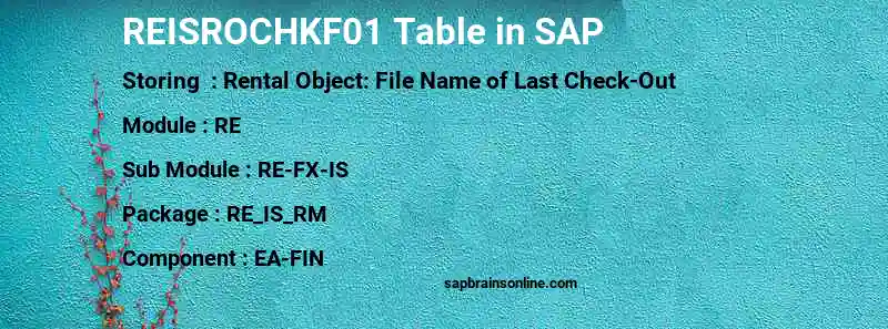 SAP REISROCHKF01 table