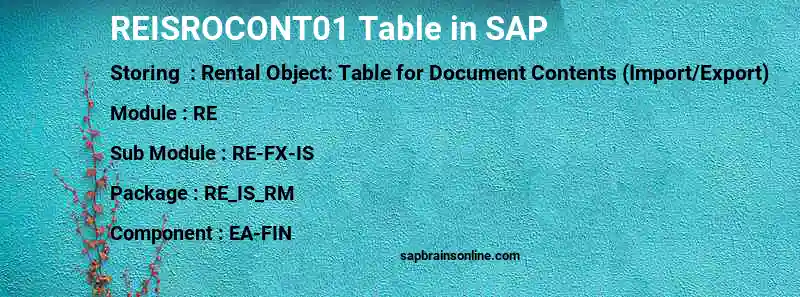 SAP REISROCONT01 table