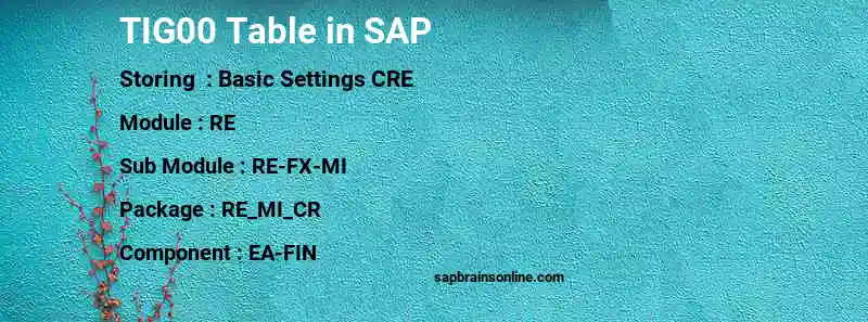 SAP TIG00 table