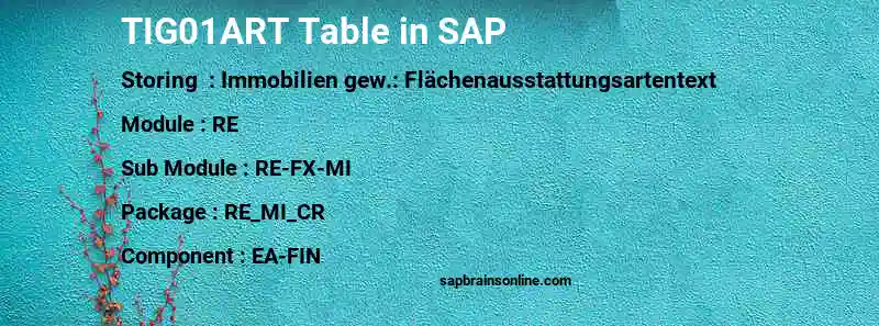 SAP TIG01ART table