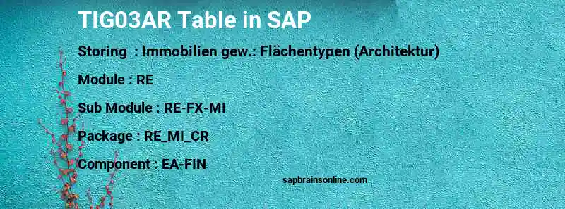 SAP TIG03AR table