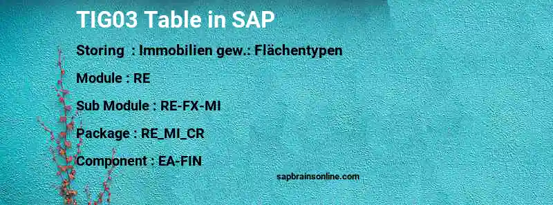 SAP TIG03 table
