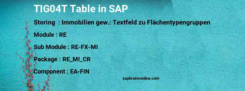 SAP TIG04T table