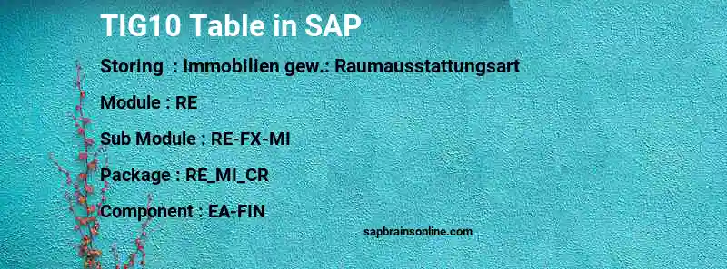 SAP TIG10 table