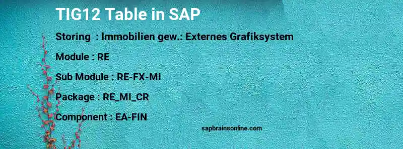 SAP TIG12 table