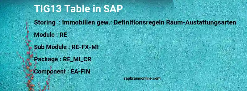 SAP TIG13 table