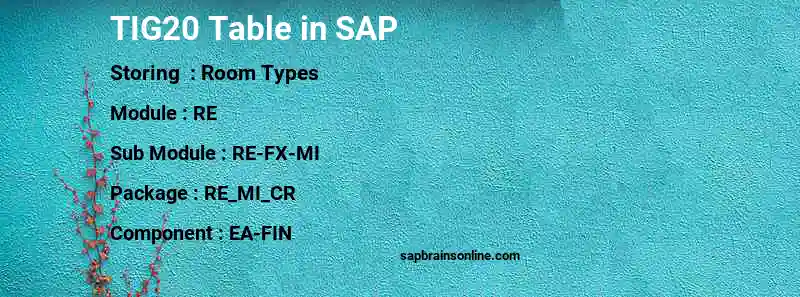 SAP TIG20 table