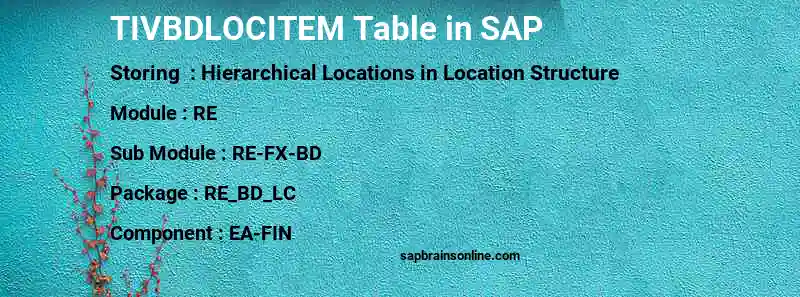 SAP TIVBDLOCITEM table