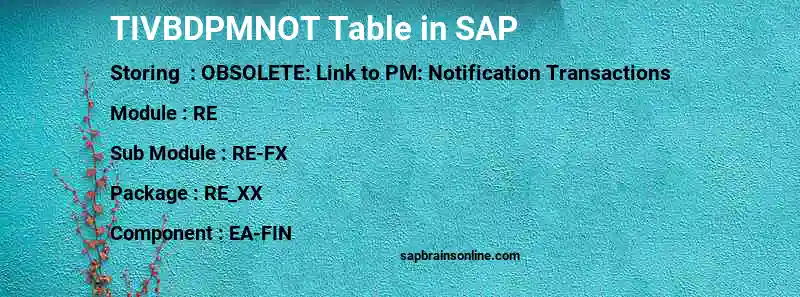 SAP TIVBDPMNOT table