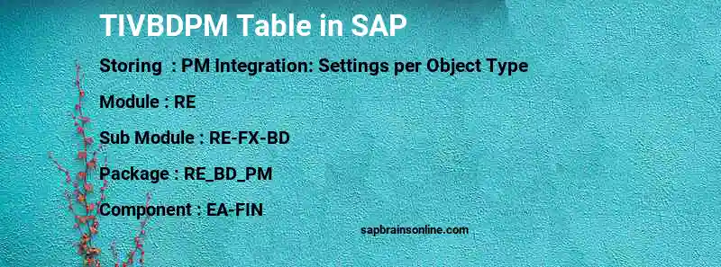 SAP TIVBDPM table