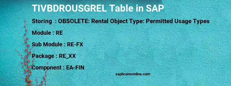 SAP TIVBDROUSGREL table