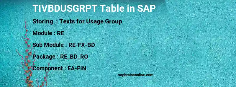 SAP TIVBDUSGRPT table