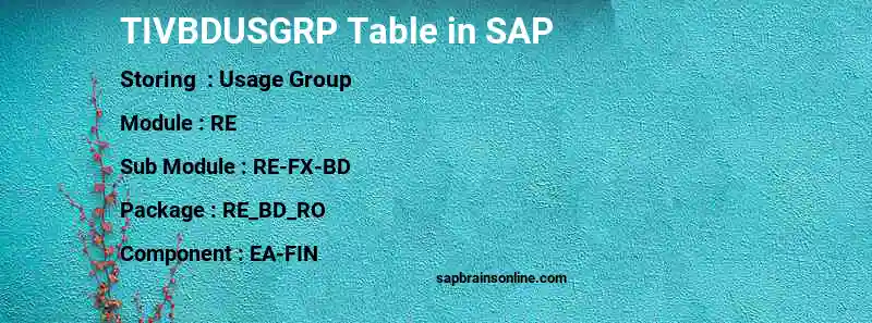 SAP TIVBDUSGRP table
