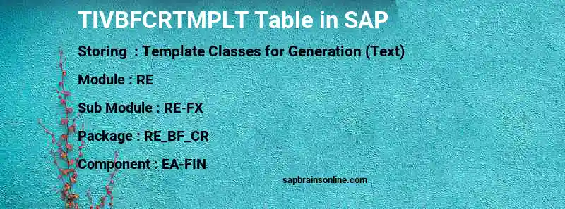 SAP TIVBFCRTMPLT table