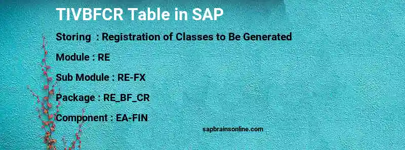 SAP TIVBFCR table