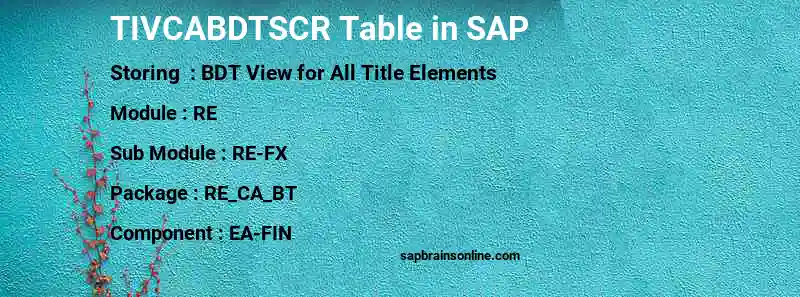 SAP TIVCABDTSCR table