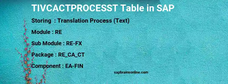SAP TIVCACTPROCESST table