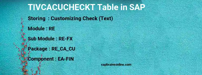 SAP TIVCACUCHECKT table