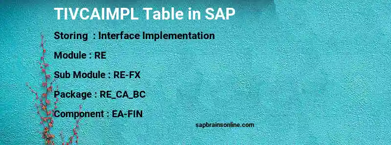 SAP TIVCAIMPL table