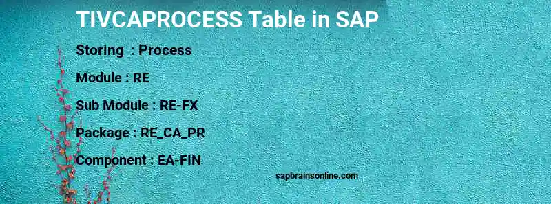 SAP TIVCAPROCESS table