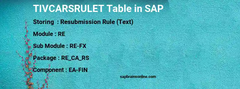 SAP TIVCARSRULET table
