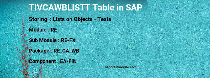 SAP TIVCAWBLISTT table