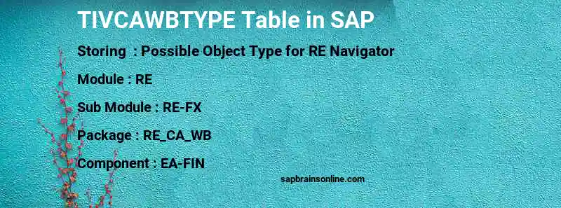 SAP TIVCAWBTYPE table