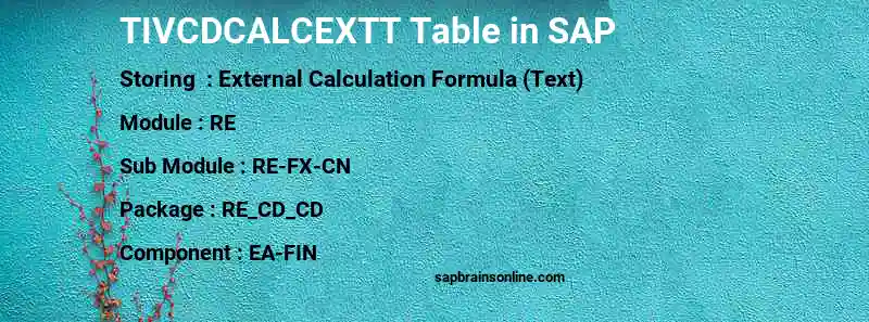 SAP TIVCDCALCEXTT table